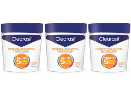 Clearasil ultra 5 in 1 Acne Control Treatment Facial Cleansing Daily Pads, Skincare, 90 Count (Pack Of 12)