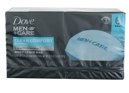 Dove Men+Care Moisturizer Cream, Body and Face Soap Bar, Clean Comfort 3.75 Ounce 6 bar Each (Pack Of 8)