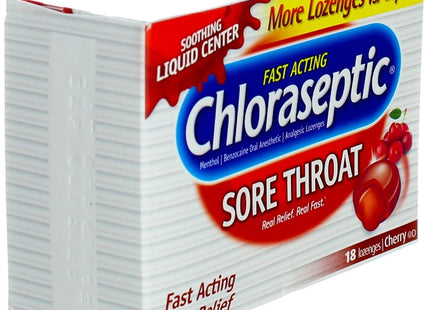 Chloraseptic Fast Acting Soar Throat Lozenges, Cherry Flavor, 18 Count (Pack Of 36)