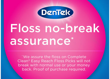 DenTek Complete Clean Easy Reach Floss Picks No Break & No Shred Floss 75 Count (Pack Of 12)