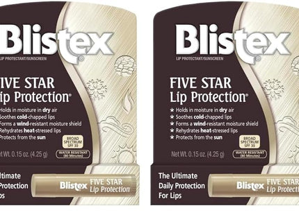 Blistex Five Star Lip Protection Balm stick, Moisture Shield with SPF 30, Wind & Water-Resistant Lip Care, 0.15 Ounce (Pack Of 12)