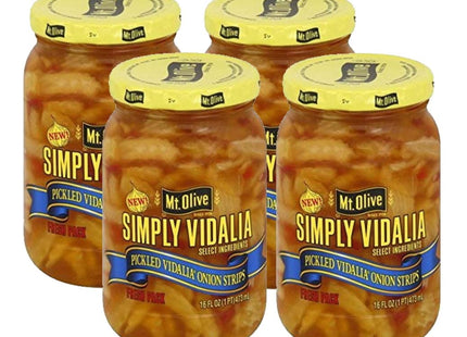 Mt. Olive Simply Vidalia Pickled Onion Strips, No Artificial Color, Kosher, 16 Ounce (Pack Of 4)