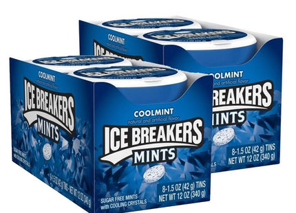 Ice Breakers cooling crystals, Sugar Free, Fresh Breath, Cool-Mint flavor, Mints Tin, 1.5 Ounce (Pack Of 24)