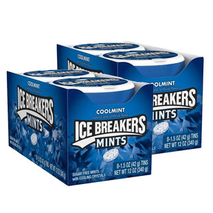 Ice Breakers cooling crystals, Sugar Free, Fresh Breath, Cool-Mint flavor, Mints Tin, 1.5 Ounce (Pack Of 24)