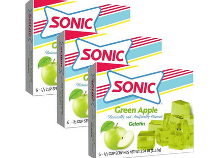 Sonic Green Apple Gelatin Mix, Fat Free Dessert Mix with Iconic SONIC Drive-In Flavor, 3.94 Ounce (Pack Of 1)