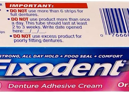 Fixodent Original, Complete Secure Denture Adhesive Cream, All Day Strong And Long Hold, 0.75 ounce (Pack Of 5)