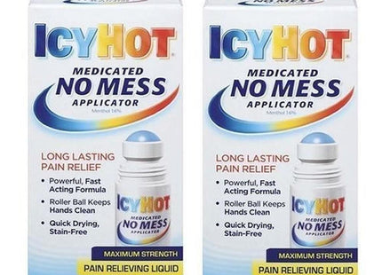 Icy Hot Original Medicated Pain Relief Liquid with No Mess Applicator 2.5 Fluid Ounces (Pack Of 2)