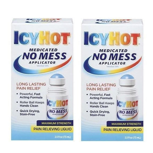 Icy Hot Original Medicated Pain Relief Liquid with No Mess Applicator 2.5 Fluid Ounces (Pack Of 2)