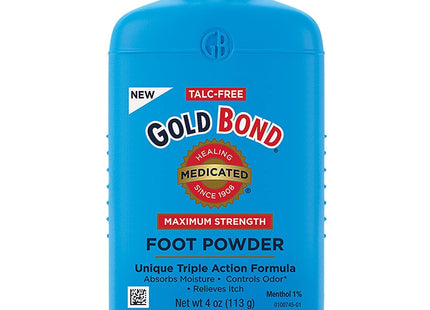 Gold Bond Medicated Maximum Strength Foot Powder, Menthol, Triple Action,Talc-Free,4 Ounce (Pack Of 6)