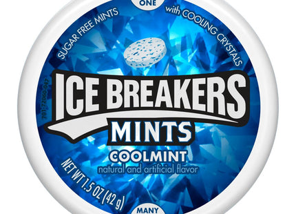 Ice Breakers cooling crystals, Sugar Free, Fresh Breath, Cool-Mint flavor, Mints Tin, 1.5 Ounce (Pack Of 8)