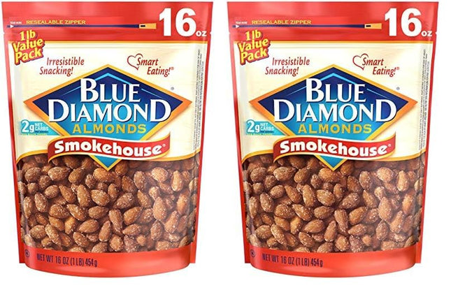 Blue Diamond Almonds Gluten Free Smokehouse Flavored Snack Nuts, 16 Ounce (Pack Of 2)