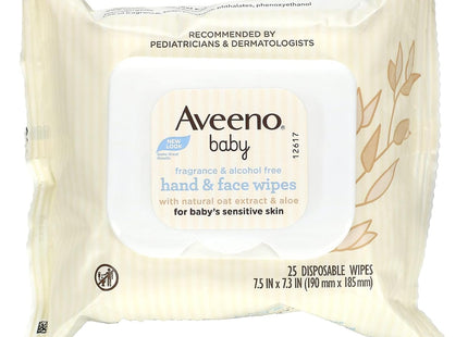 Aveeno Baby Hand & Face Cleansing Wipes, Oat Extract, Fragrance Free, 25 ct (PacK Of 24)