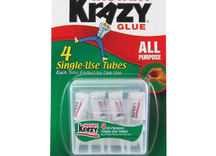 Krazy Instant Glue, All Purpose Glue, Single Use Tubes, 0.5 Ounce, 4 count Per Pack (Pack Of 12)