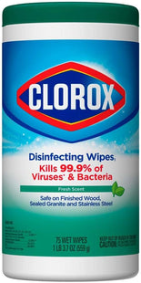 Clorox Disinfecting Wipes Fresh All-Purpose Cleaner, Fresh Scent, 75 Count (Pack Of 12)