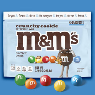 M&Ms Crunchy Cookie, Milk Chocolate Candy, Colorful Candy Shell, Sharing Size Resealable Bag, 7.4 Ounce (Pack Of 4)