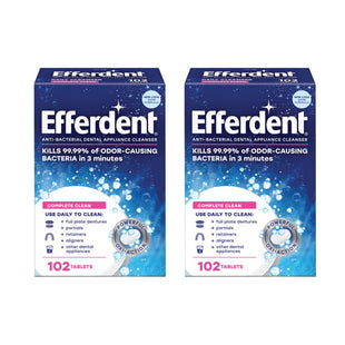 Efferdent Original Anti-Bacterial, Retainer and Denture Complete Cleanser Tablets, 102 Tablets (Pack Of 2)