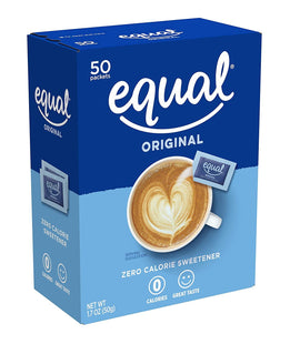 Equal Zero Calorie Sweetener Packets Sugar Substitute, No Calories Artificial, 50 Count (Pack Of 1)