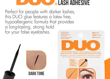 Duo Eye Lash Glue Brush-On Strip lash Adhesive, Dark Tone Eyelash, 0.18 Ounce (Pack Of 12)