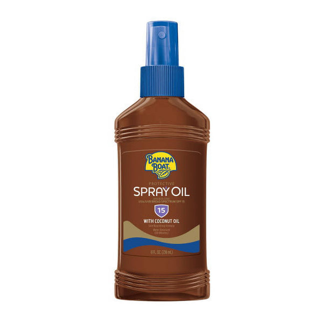 Banana Boat Protective Broad Spectrum SPF 15 Tanning Spray Oil Sunscreen, 8 Ounce (Pack Of 1)