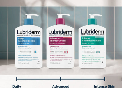 Lubriderm Daily Moisture Hydrating Body and Hand Lotion, Pro-Ceramide, Non-Greasy, All skin type, 16 fl Ounce (Pack Of 6)