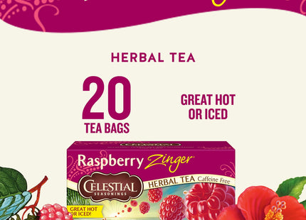 Celestial Seasonings Raspberry Zinger Naturally Caffeine-Free Herbal Tea, 20 Count (Pack Of 2)