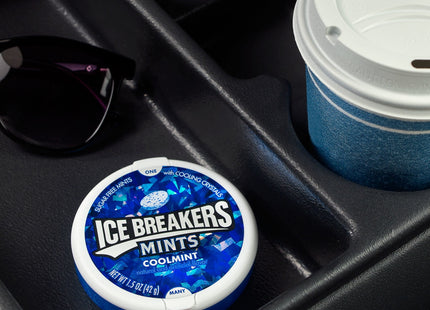 Ice Breakers cooling crystals, Sugar Free, Fresh Breath, Cool-Mint flavor, Mints Tin, 1.5 Ounce (Pack Of 8)