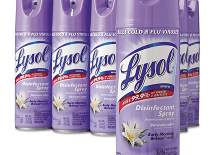 Lysol Disinfectant Liquid Aerosol Spray, Disinfecting and Deodorizing, Early Morning Breeze, 12.5 Oz (Pack Of 8)