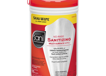 Sani Professional Nice-Pak Table Turners, No-rinse, Sanitizing Wipes, White, 72 Count (Pack Of 12)