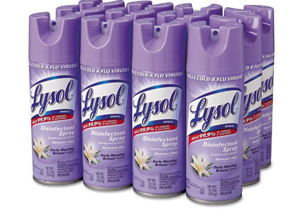 Lysol Disinfectant Liquid Aerosol Spray, Disinfecting and Deodorizing, Early Morning Breeze, 12.5 Oz (Pack Of 12)