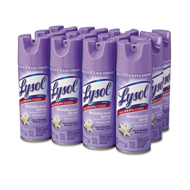 Lysol Disinfectant Liquid Aerosol Spray, Disinfecting and Deodorizing, Early Morning Breeze, 12.5 Oz (Pack Of 12)