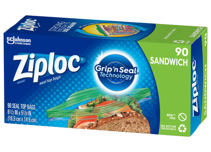 Ziploc Brand Storage Snack Bags, with Grip ’n Seal Technology, 90 count (Pack Of 1)