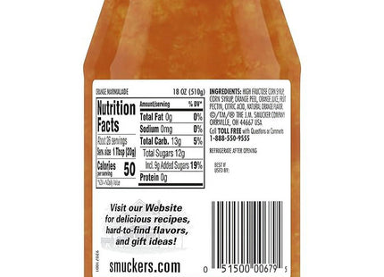 Smuckers Sweet Orange Marmalade, Glass Jar, Kosher, 18 Ounces (Pack Of 12)