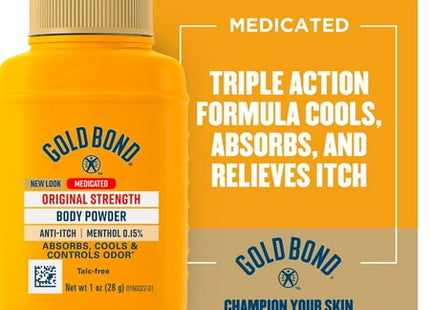 Gold Bond Medicated Original Strength Body Powder, Absorbs Odor-causing, Triple Action, Talc-Free, 1 Ounce (Pack Of 6)