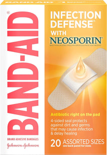 Band-Aid Brand Bandages with Neosporin Antibiotic Assorted Sizes 20 Count (Pack Of 1)