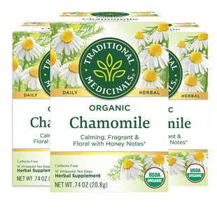 Traditional Medicinals Organic Chamomile Herbal Tea, Supports Healthy Digestion, 16 Count (Pack Of 3)