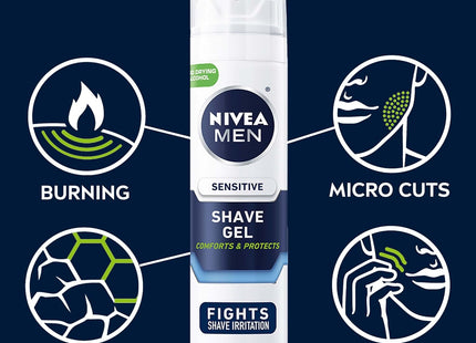 NIVEA MEN Shave Gel, Protects Sensitive Skin, VitaminE, Chamomile, Witch Hazel, 7 Ounce (Pack Of 2)