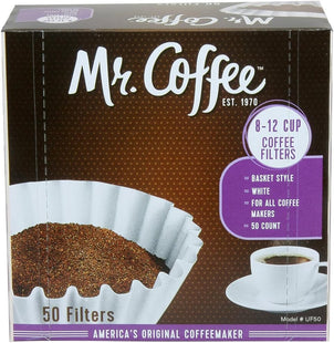 Mr. Coffee White Paper Coffee Basket Filters 8-12 Cup White Paper, 8-inch, 50 Filters (Pack Of 3)