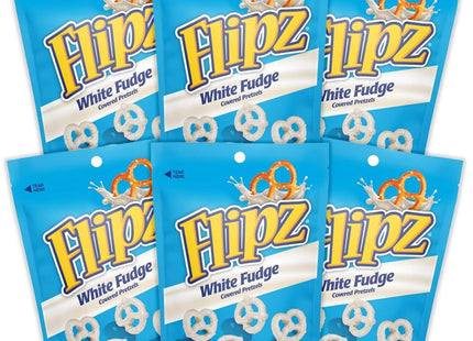 Flipz Crunch White Covered Pretzels Fudge, Salty Crunchy Oven Baked Pretzels Twists 5 ounce (Pack Of 6)