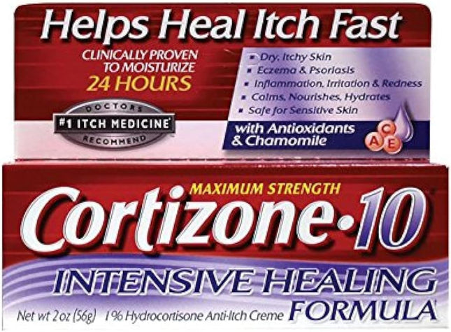 Cortizone 10 Intensive Healing Hydrocortisone,  Anti Itch Cream 2 Oz (Pack Of 36)