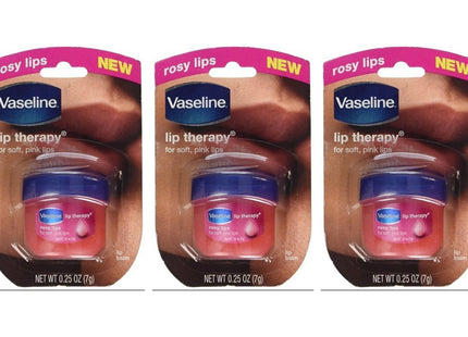 Vaseline Lip Therapy Rosy Lips Lip Treatment Balm Ointment Tinted Pink 0.25 Ounce Jar (Pack Of 9)