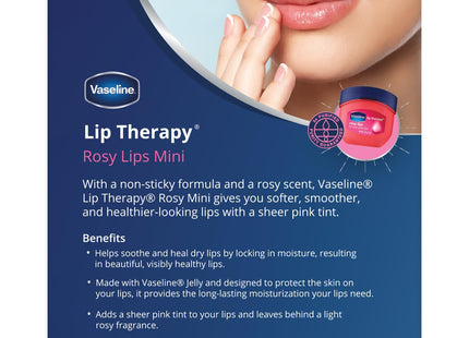 Vaseline Lip Therapy Rosy Lips Lip Treatment Balm Ointment Tinted Pink 0.25 Ounce Jar (Pack Of 9)