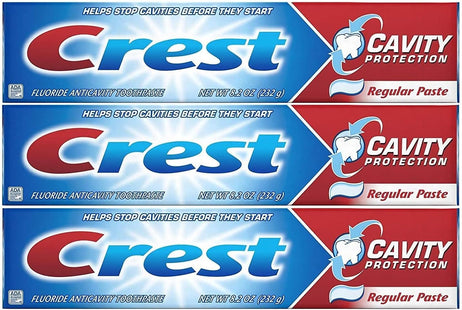 Crest Fluoride Cavity Protection Toothpaste, Regular Past, 8.20 Ounce (Pack Of 3)