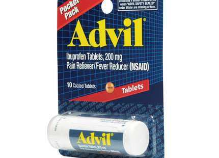 Advil Coated Tablets Pain Reliever and Fever Reducer, Ibuprofen 200mg, 10 Count (Pack Of 144)