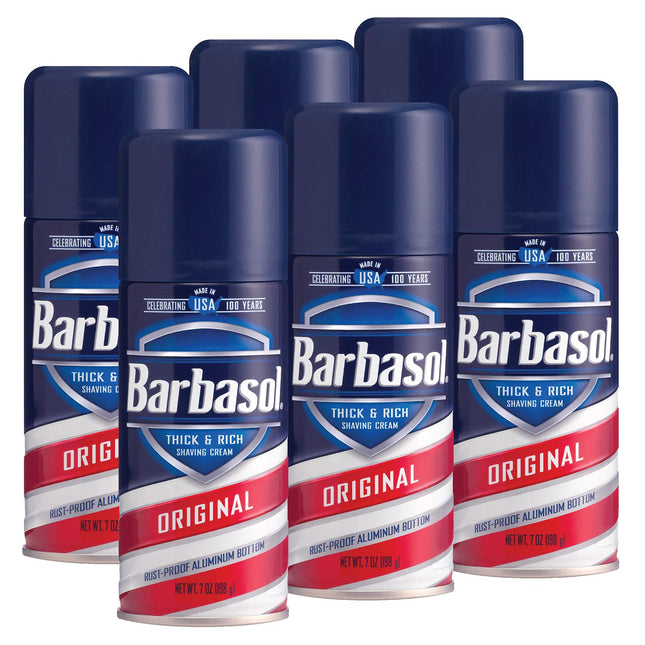 Barbasol Original Soothing Thick & Rich Shaving Cream,  Rust-Proof Aluminum Bottom 7 Ounce(Pack Of 6)