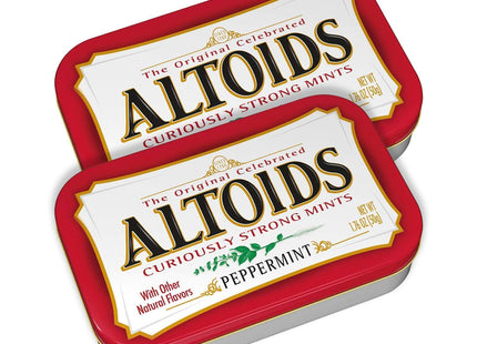 Altoids Classic Peppermint, Strong Breath Mints Hard Candy, Individual Packs Tin, 1.76 Ounce (Pack Of 2)