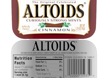 Altoids Curiously Strong Mints, Cinnamon Breath Mints Strong, Tins Pack, 1.76 ounce (Pack Of 12)