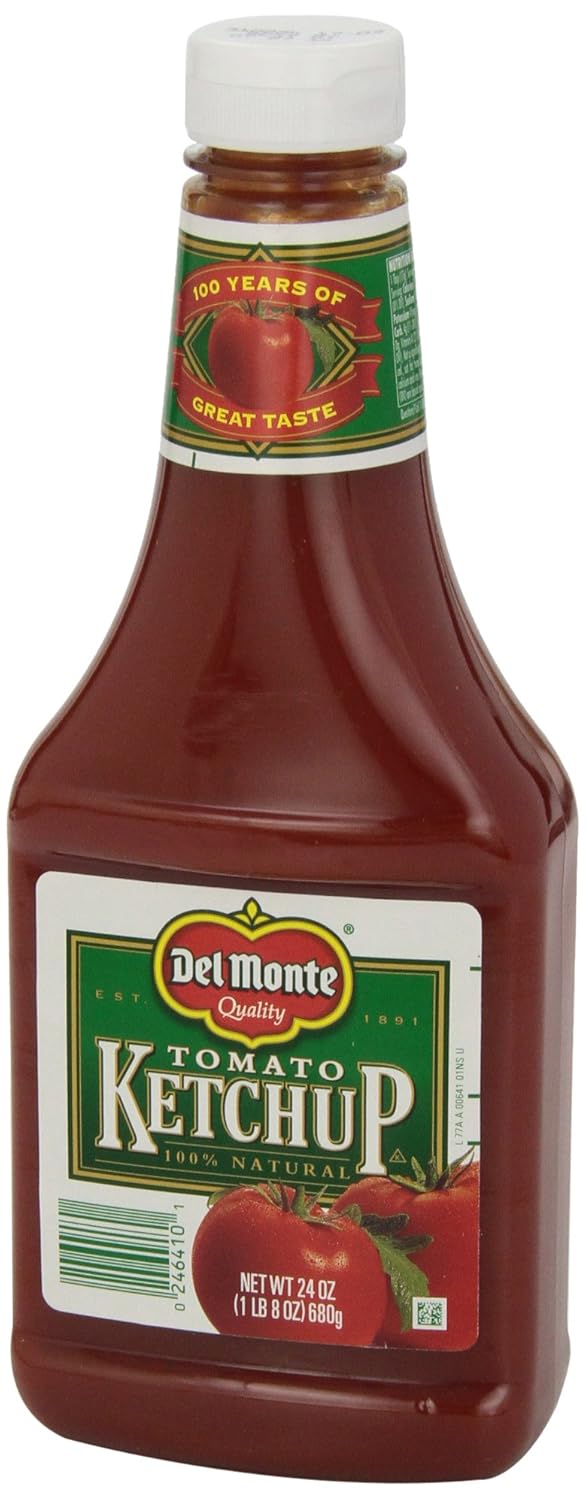 Del Monte Natural Tangy Delicious Tomato Ketchup Bottle,  No artificial flavors Or Preservatives, 24 Ounce (Pack Of 8)