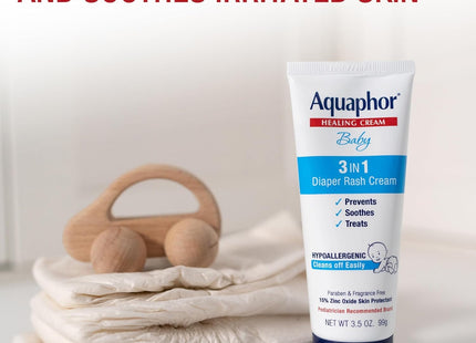 Aquaphor Baby Diaper Rash Cream, 3-in-1 Diaper Rash Relief, 3.5 Oz Tube (Pack Of 12)