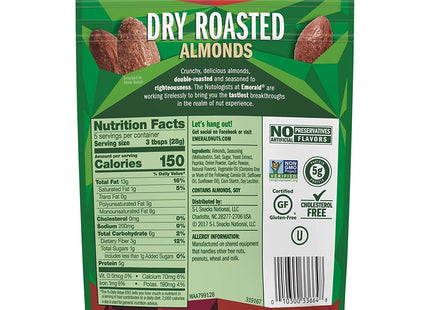 Emerald Nut Almond Dry Roasted, Non-GMO, No Artificial Preservatives Or Flavors, Resealable Bag, 5 Ounces (Pack Of 12)