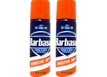 Barbasol Sensitive Skin Thick & Rich Shaving Cream for Men, Travel Size, 2 Ounce (Pack Of 4)